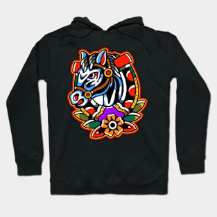 color horse and flowers Hoodie